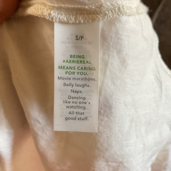 Aerie Natural Crochet Button Shirt Women’s S Boho Peasant Blouse Lace Ruffle - Picture 12 of 13